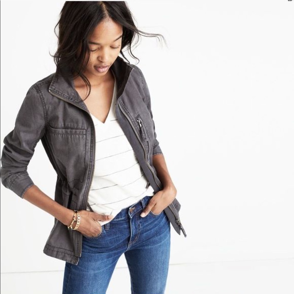 madewell fleet full zip jacket gray small